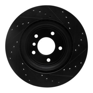 BMW 135I Brake Rotor (1) - Rear Left - R1 Concepts - Drilled & Slotted - Black - `08-`13